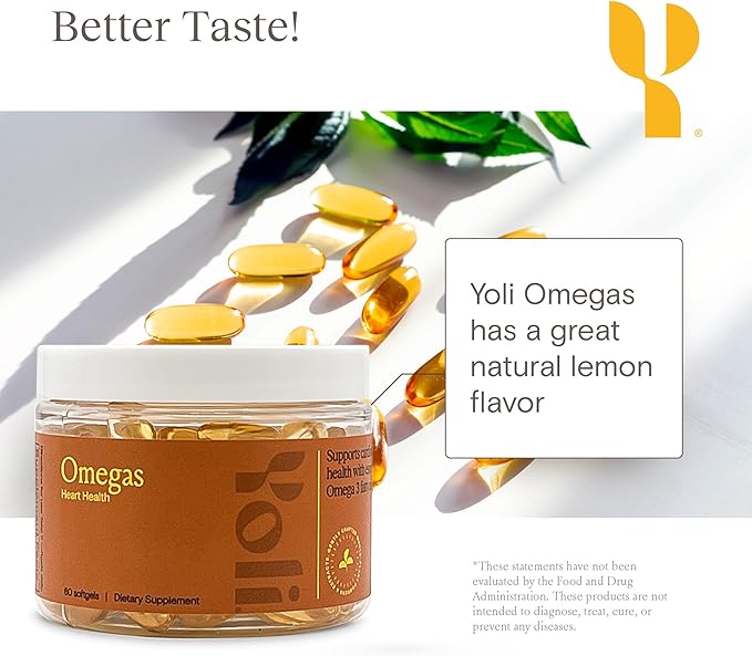 Yoli® - Omegas - Fish Oil Omega 3 Supplement with Vitamin D3 - Fish Oil Capsules with EPA and DHA Omega 3 Fatty Acids for Heart Health Support