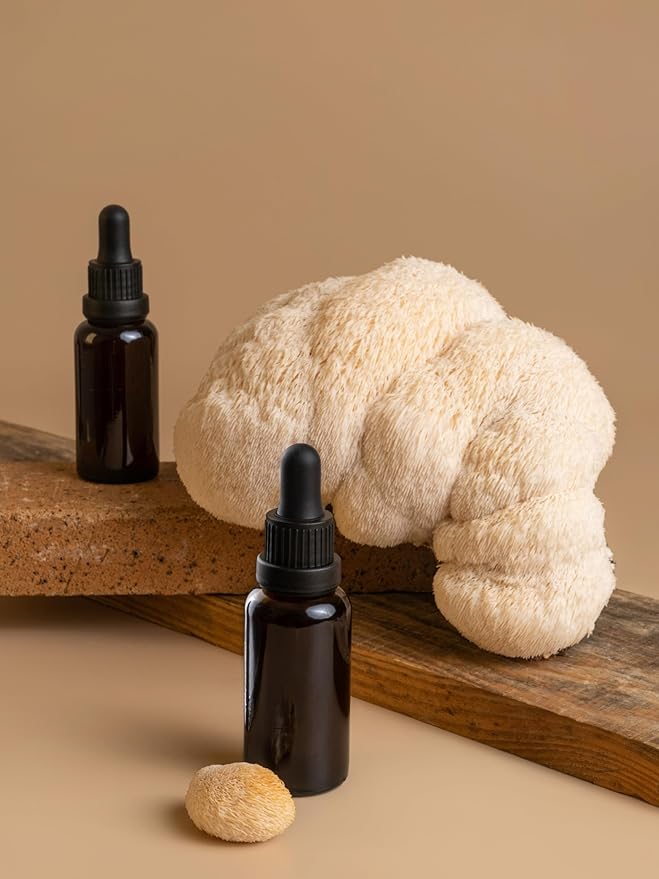 Freeze-Dried Lion's Mane Mushroom Fruiting Bodies | Can be rehydrated and cooked or used as supplement | Make into tincture, tea or powder | Grown in U.S.A | USDA Organic | in Vacuume Sealed Jar | 25 Year Shelf-Life