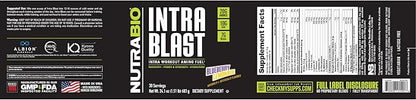 NutraBio Intra Blast Bcaa Powder Amino Acid Supplement, Electrolyte & Hydration Blend, Intra, Pre Workout & Muscle Recovery, 20g Eaa Amino Acids Powder, 5g Glutamine- Blueberry Lemonade, 30 Serving