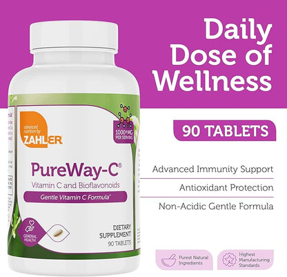 Zahler Vitamin C 1000mg Tablets with Bioflavonoids - High Potency VIT C 1000mg for Immune Support - Gentle on Stomach - Gluten Free Vitamin C 1000 mg Vitamin C Supplement for Women & Men (90 Count)