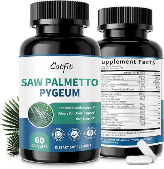 Saw Palmetto for Men 500mg - Prostate Support, Urinary & Hair Health Supplement with Pumpkin Seed Oill, Pygeum - Herbal Complex for Men's Wellness, Vegan Formula, 60 Capsules