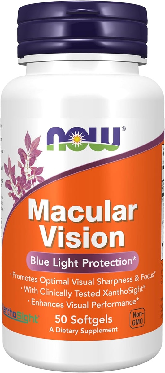NOW Foods Supplements, Macular Vision Softgel, Eye Health, Eye Support, 50 Softgels