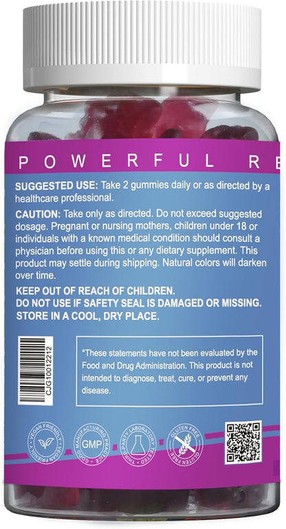 Magnesium Glycinate Gummies 400mg with L-Threonine 200mg - Sugar-Free Magnesium Potassium Supplement with Vitamin D, B6, CoQ10 for Muscle - 120 Mixed Berry Flavored Gummies