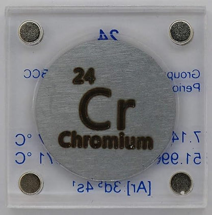 Chromium (Cr) 24.26mm Metal Disc with Acrylic Case for Collection or Experiments