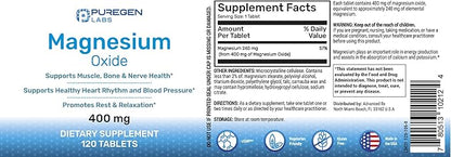 Magnesium 400mg [High Potency] Supplement – Magnesium Oxide for Immune Support, Muscle Recovery, Leg Cramps, Relaxation - 3 Pack | Total 360 Count