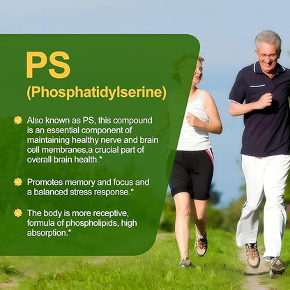 2 Bottles Magnesium L-threonate -100mg, DHA-100mg, Phosphatidylserine-40mg, Magnesium Complex Supplements for The Elderly Kids Brain Health and Cognitive Support Improve Brain - 120 Capsules