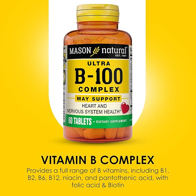 MASON NATURAL Ultra B-100 Complex - Healthy Heart and Nervous System, Improves Immune Function and Energy Metabolism
