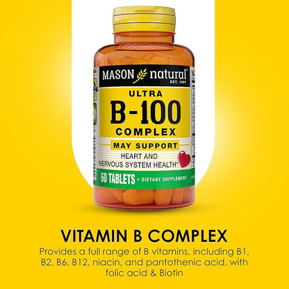 MASON NATURAL Ultra B-100 Complex - Healthy Heart and Nervous System, Improves Immune Function and Energy Metabolism