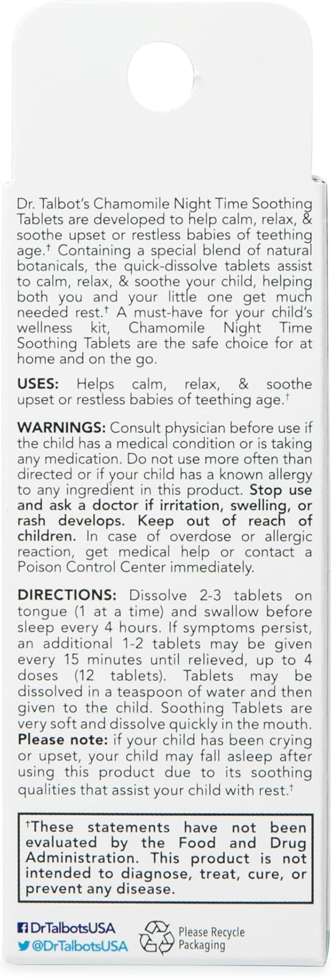 Dr. Talbot's Night Time Chamomile Soothing Tablets, Naturally Inspired, Quick Dissolve, 140 Count (Pack of 2)