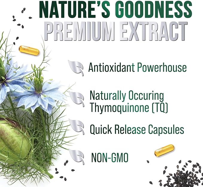 Black Seed Oil Softgels 1000mg - Premium Nigella Sativa Blackseed, Pure Natural Black Cumin Seed Oil & Antioxidant for Skin & Immune Support - Non GMO, Bottled in USA Supplement - 120 Softgels
