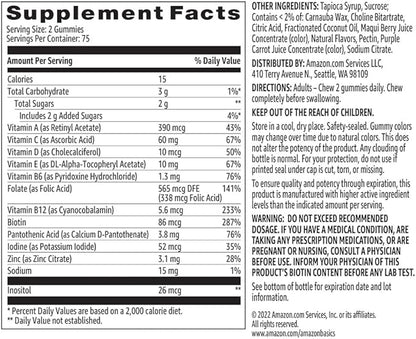 Amazon Basics Adult Multivitamin Gummies, Mixed Berry & Cherry, 150 Gummies, 75-Day Supply, Pack of 1 (Previously Solimo)