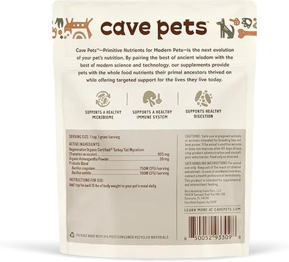 Super Blend Powder, Mushroom Mycelium and Dog Probiotic Supplement for Brain and Digestive Health, Turkey Tail & Probiotics, 90 Servings