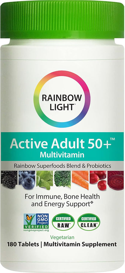 Rainbow Light Active Adult 50+ Multivitamin, 180 Tablets (Package May Vary)