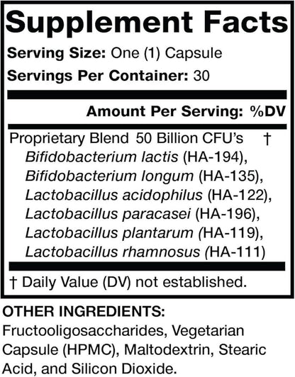 Olympian Labs Extra Strength Complete Prebiotic and Probiotic Supplement - 50 Billion Live Shelf Stable Cultures - 30 Vegetarian Capsules