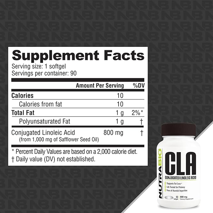 NutraBio CLA Conjugated Linoleic Acid Supplement, 800mg - 90 Softgels
