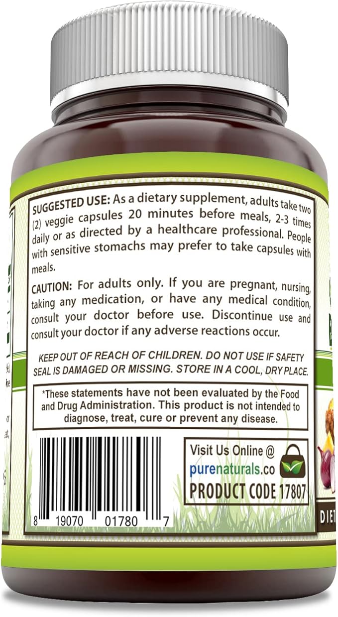 Pure Naturals Quercetin with Bromelain 120 Veggie Capsules Supplement | 60 Servings | Non-GMO | Gluten Free | Made in USA