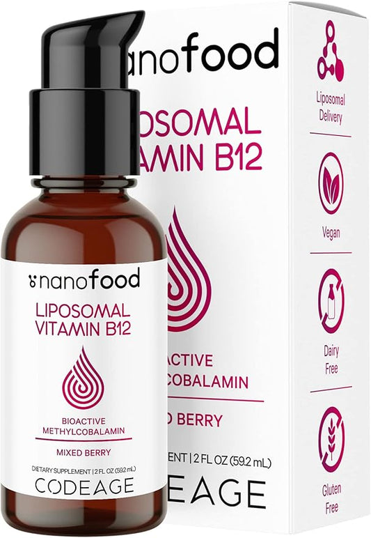Codeage Liquid Vitamin B12 Methylcobalamin Supplement, 2-Month Supply, Bioavailable Methyl B12, Vegan Non-GMO, 2 fl oz