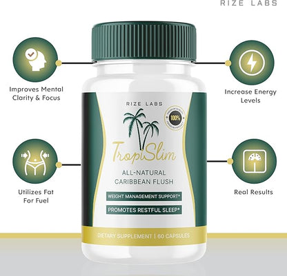 (Official 2 Pack) Tropislim, Tropislim All Natural Caribbean Flush, Weight Loss Supplement, Tropislim Slimming Capsules for Women, Healthy Lifestyle + Leaner Physique, Tropical Reviews (120 Capsules)