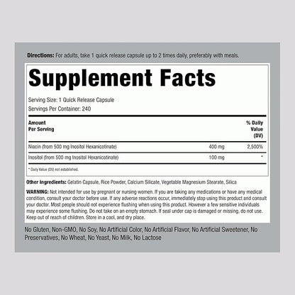 Piping Rock Niacin 500mg | Flush Free | 240 Capsules | Vitamin B3 Supplement | Non-GMO, Gluten Free