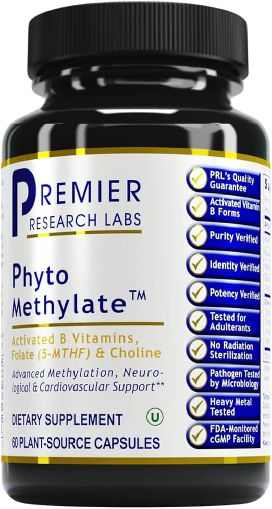 Premier Research Labs Phyto Methylate - B Vitamin Supplement - Supports Methylation, Detox, Brain & Heart Health - 5-MTHF & P5P - 60 Plant-Source Capsules