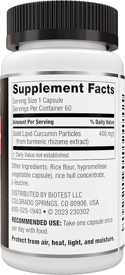 Biotest Micellar Curcumin - 95x Greater Absorption for Joint Health, Healthy Inflammation Response & Recovery - 60 Capsules (60 Day Supply)