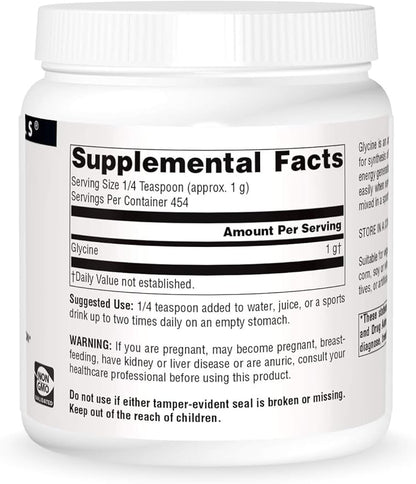 Source Naturals Glycine, for Protein Systhesis and Energy Generation*, 454 Grams - 16 oz Powder