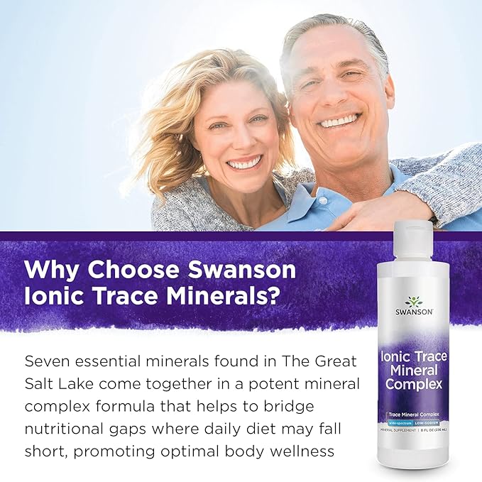 Swanson Concentrace Trace Mineral Drops 8oz-Complete Mineral Complex for Energy, Hydration, & Electrolyte Balance Over 72 High Absorption Ionic Minerals Such As Magnesium, Potassium, Calcium (2 Pack)