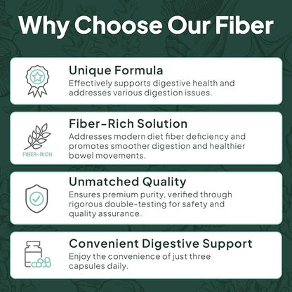 Better Fiber - Daily Fiber Supplement - Soften Stool for Effortless Bowel Movements - with Psyllium Hulk and Slippery Elm - 90 Capsules