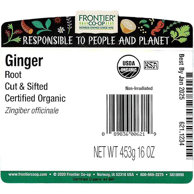 Frontier Cut and Sifted Certified Natural Products Bulk Ginger Root, 16 Ounce