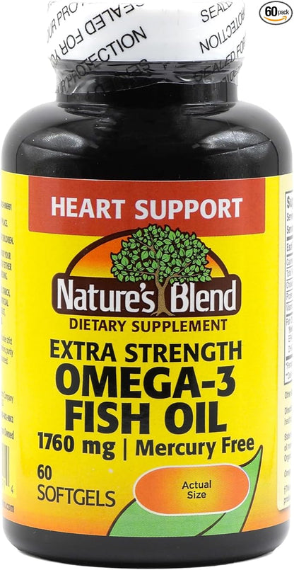 Nature's Blend Fish Oil 1760 mg Omega 3 Extra Strength - 60 Softgels