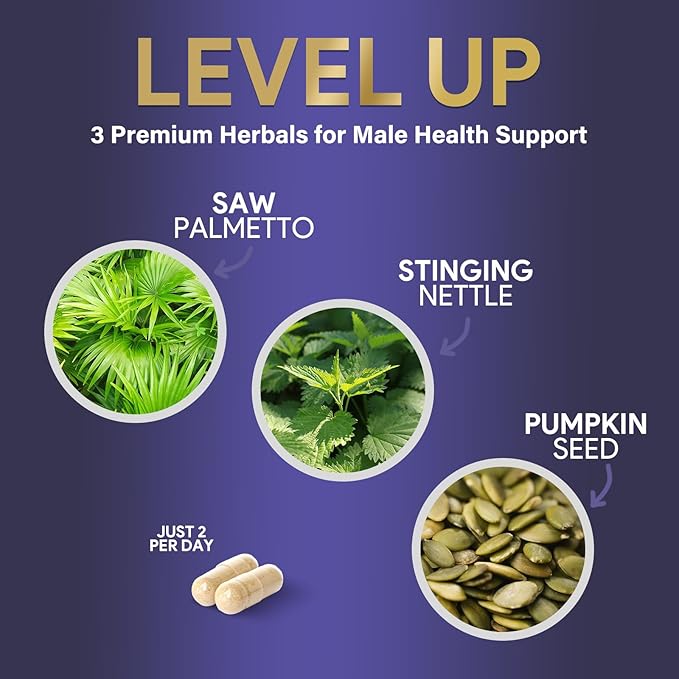 Prostate Health Supplements for Men - Support Complex Formula with Saw Palmetto, Beta Sitosterol, Stinging Nettle, Pygeum, Pumpkin Seed, Zinc - Supports Prostate & Urinary Health - 120 Capsules