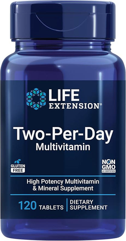 Life Extension Two-Per-Day High Potency Multi-Vitamin & Mineral Supplement & Magnesium Caps, 500 mg, Magnesium Oxide, Citrate, Succinate