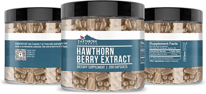 Earthborn Elements Hawthorn Berry Extract 200 Capsules, Pure & Undiluted, No Additives