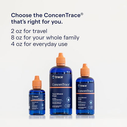 Trace Minerals ConcenTrace Drops | Full Spectrum Minerals | Ionic Liquid Magnesium, Chloride, Potassium | Low Sodium | Energy, Electrolytes, Hydration | 288 Day Supply, 8 fl oz (Pack of 3)