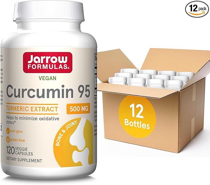 Jarrow Formulas Curcumin 95 500 mg,Turmeric Curcumin Extract for Antioxidant Support, Bone and Joint Support Dietary Supplement,120 Veggie Capsules,Up to 120 Servings, Pack of 12