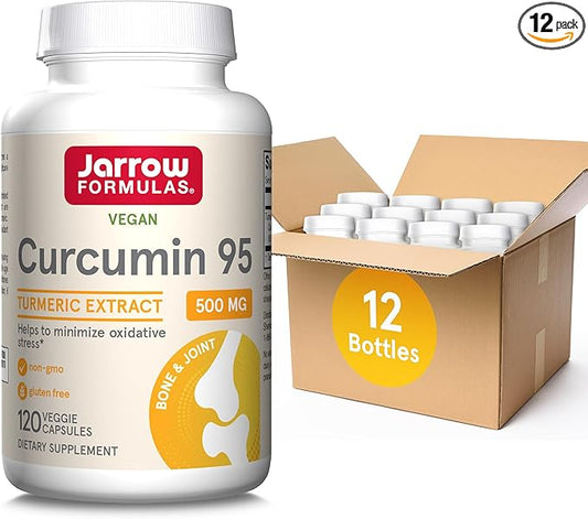 Jarrow Formulas Curcumin 95 500 mg,Turmeric Curcumin Extract for Antioxidant Support, Bone and Joint Support Dietary Supplement,120 Veggie Capsules,Up to 120 Servings, Pack of 12