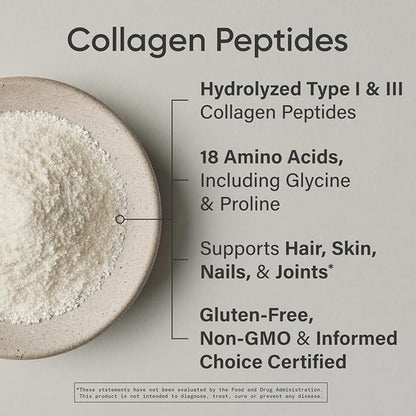 Sports Research Collagen Peptides - Hydrolyzed Type 1 & 3 Collagen Powder Protein Supplement for Healthy Skin, Nails, & Joints - Easy Mixing Vital Nutrients & Proteins, Collagen for Women & Men