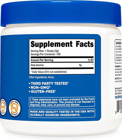 Nutricost Beta Alanine Powder 300 Grams (10.7oz) - 3 Grams Per Serving