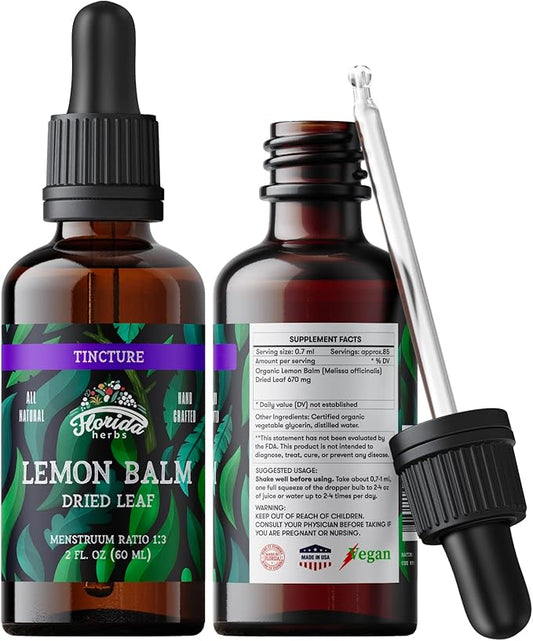 Lemon Balm Tincture - Organic Lemons Drops - Dried Lemon Balm Made in USA - Non-GMO - Lemon Balm Extract 2 Fl. Oz