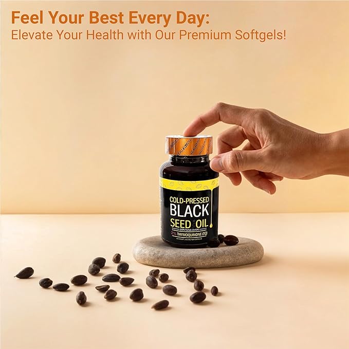 Cold-Pressed Black Seed Oil, 2% Thymoquinone, 500 MG per Capsule, 60 Count