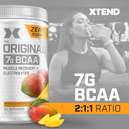 XTEND Original BCAA Powder 7g BCAA and 2.5g L-Glutamine, Sugar Free Post Workout Muscle Recovery Drink with Amino Acids for Men & Women, 30 Servings