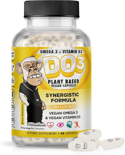 Bored Nutrition Vegan Omega 3 and Vitamin D3 Supplement 90Ct