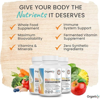 Organixx Multi-Vita-Maxx Whole Food Multivitamin (90 Gel Capsules) & Joint & Muscle Care (60 Capsules)