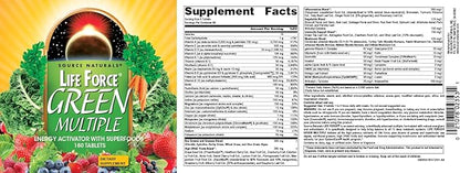 Source Naturals Life Force Green Multiple, Energy Activator with Superfoods* -180 Tablets