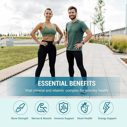 Magnesium Complex, Magnesium Glycinate, Citrate, Malate, Oxide, Gluconate with Zinc and Vitamin D3, Magnesium Supplement for Muscle, Nerve, Heart, Bone Support, High Absorption, 90 Tablets