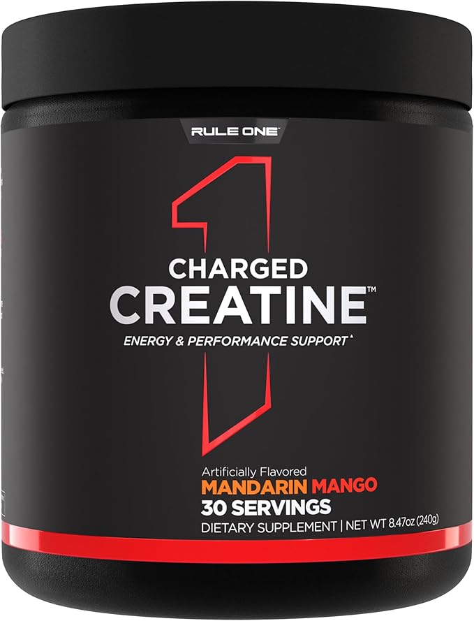 Rule 1 Charged Creatine - Multi-Function Workout Supplement with Creatine, Electrolyte, and Energy Blends for Intensity, Performance, & Hydration Support (30 Servings, Mandarin Mango)