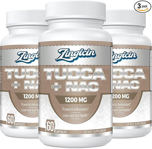 TUDCA with NAC Supplement 1200mg - 180 Capsules,Powerful TUDCA Bile Salt Plus N-Acetyl-Cysteine,Antioxidant Supplements for Liver,Digestion