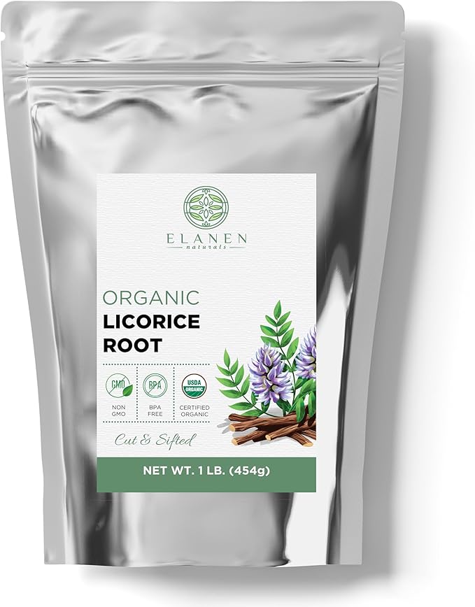 Organic Licorice Root 1 lb. (16 oz.), USDA Certified Organic Licorice Root Tea, Licourice Bulk Chopped, Liquorice, Raiz de Regaliz Licrice, Glycyrrhiza glabra, Cut & Sifted