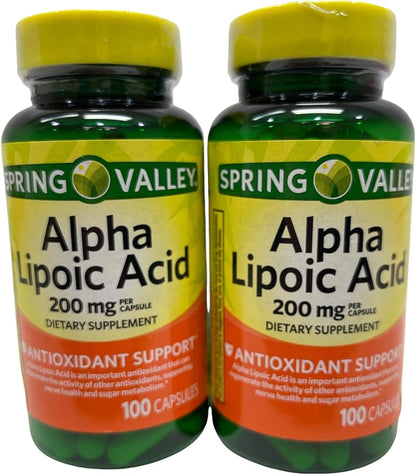 Nutritional Supplement Support Bundle: (2) 200mg 100 ct Bottles of Alpha Lipoic Acid Tip Card