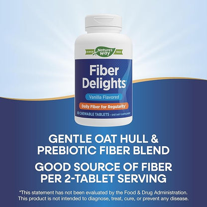 Nature's Way Fiber Delights Daily Fiber for Regularity*, Vanilla Flavored, 60 Chewable Tablets